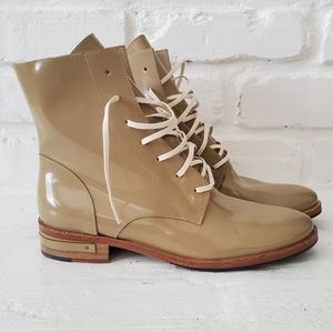 Freda Salvador Nude Patent Combat Boots